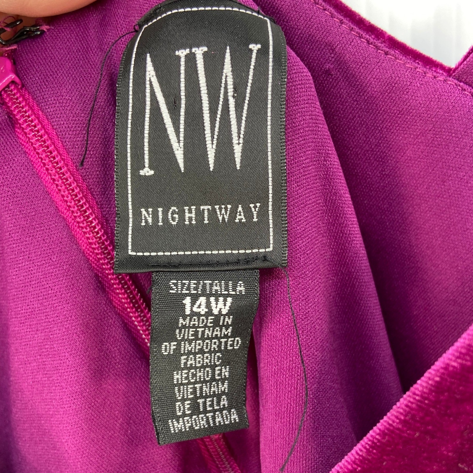 Nightway Magenta Stretch Velvet V Neck Faux Wrap Maxi Dress Womens 14W