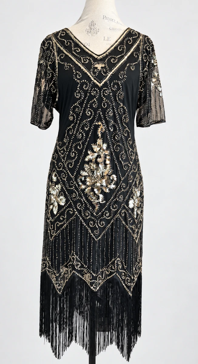 cocktail and party 20s style dresses Party/Cocktail 1920s for Women for sale without being too loose Color:shades of dark grey/sleeveless Black flapper dissh_size_group_xxs Primavera Couture 13179 Mother