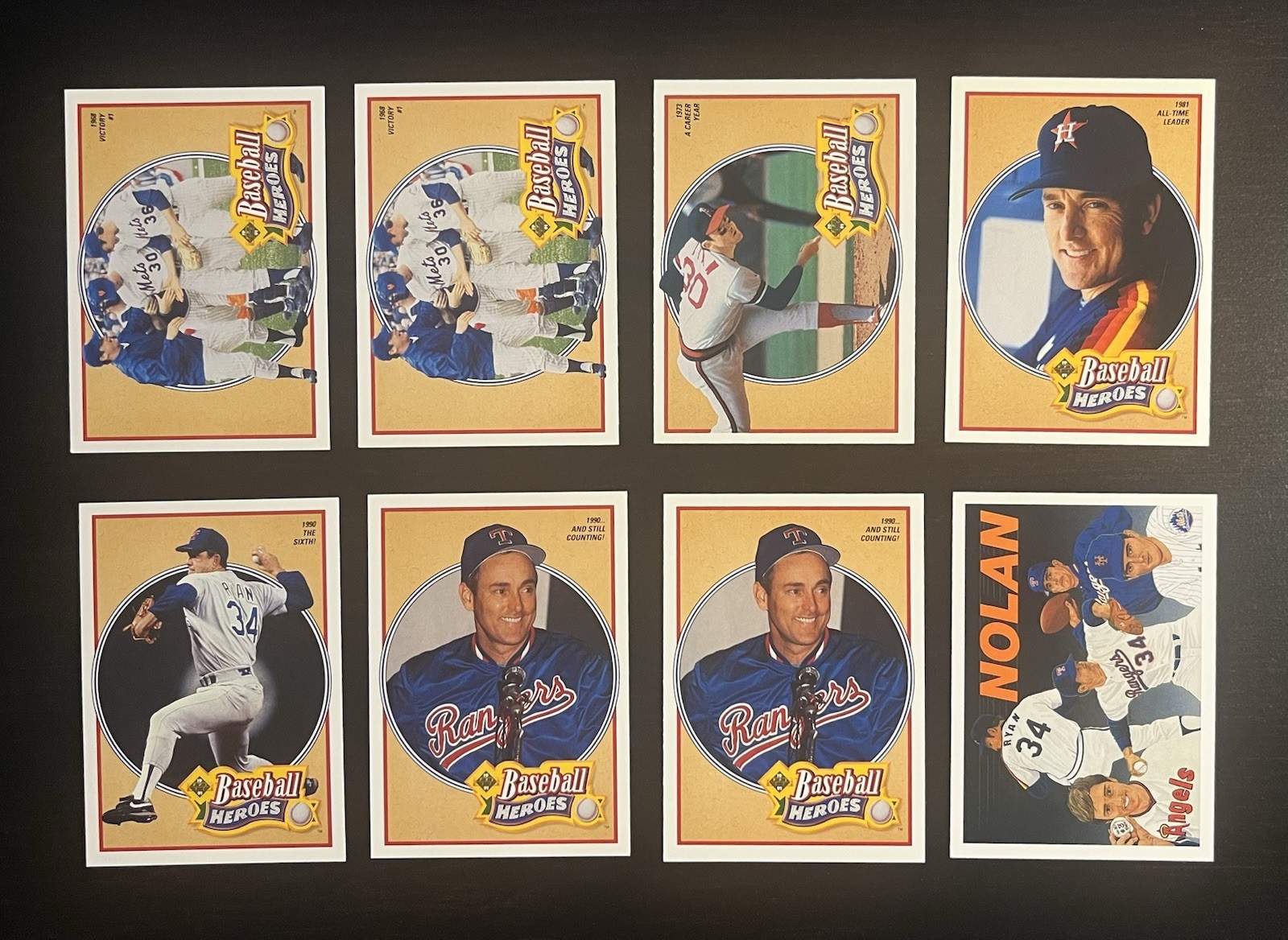 1991 Upper Deck Baseball Heroes Nolan Ryan 8 Card Set #10-18   High Grade