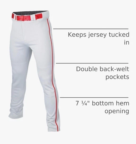 Easton Rivals Plus weiß mit roten Paspeln Jugend volle Länge Baseballhose neu mit Etikett