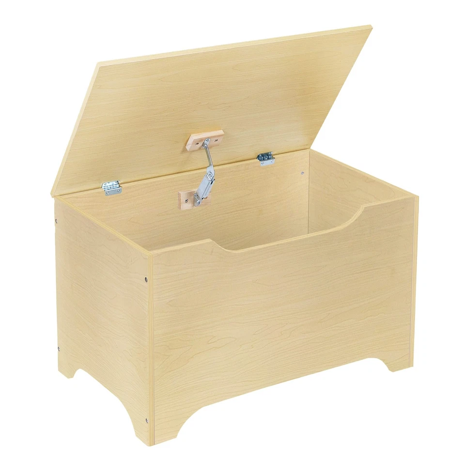 Caja de juguetes para niños - Cofre de almacenamiento de madera con bisagra de seguridad, organiza juguetes, bo... Foto 4 de 4