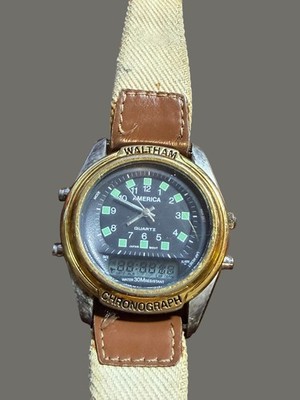 Waltham America Chronograph Quartz Analog Digital Men's Wristwatch Canvas