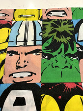 Vtg Marvel Comics Twin Flat Sheet Avenger Sup...