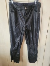 Express Cropped Flare High Rise Faux Leather Black Pants Womens Size 14R
