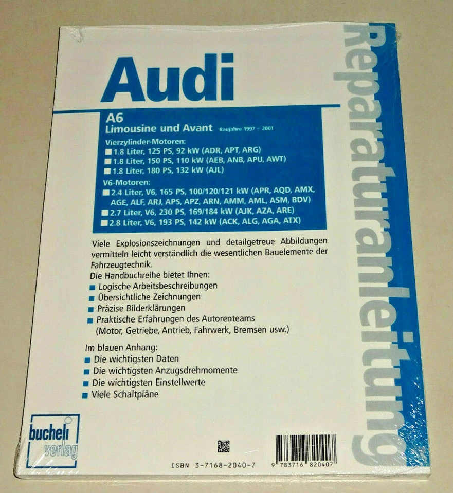 Manuale di Riparazione Audi A6 C5 - Tipo 4B - Tutti Benzina Modelli Da 1997 A - Immagine 2 di 2