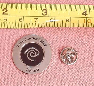 Time Warner Cable Logo Believe Black and Silver Tone Lapel Pin