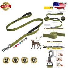 4FT Dog Leash - Durable Nylon, Dual Padded Handles, Auto-Lock Hook