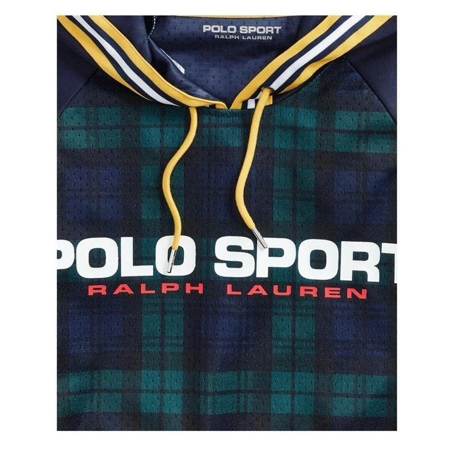 NUEVO SIN ETIQUETAS Polo Sport RL Hombre’s Performance Sudadera con Capucha Tartán Reloj Negro Cuadros 2XLarge Foto 2 de 4