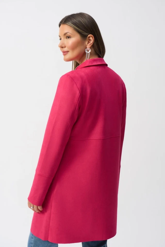 Joseph Ribkoff Raspberry Pink Faux Suede Straight Jacket 251941 Size M RRP £265  - Image 3 of 4