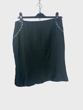Italienischer Vintage-Leinenrock schwarz UK 1...