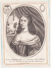 Marie de La Tour d'Auvergne Herzogin v. Thovars Portrait Kupferstich 1650