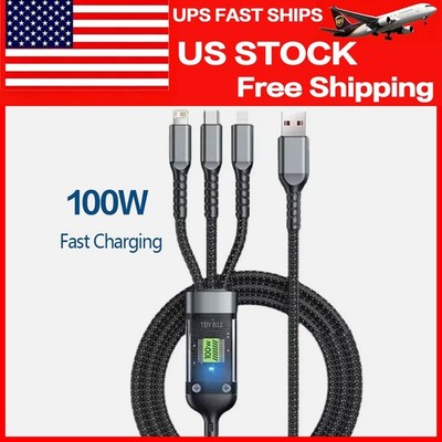 3 in 1 Fast Charging Cable - Cell Phone Charger Cord For iPhone/Type C/Micro USB