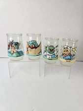 Vintage Welch’s Jelly Jar Glasses Lot of 4 Muppets Winnie Pooh Dr Suess 90s
