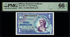 $1 MPC Series 661 BEAUTIFUL PMG GEM UNC 66 EPQ Military Payment Certificate!
