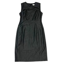 Calvin Klein Sheath Dress Dark Grey Sleeveless High Neck Zip Career Women's 6