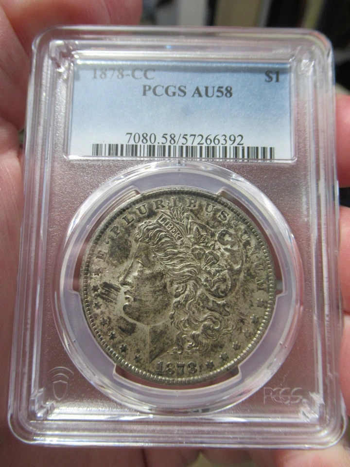 1878-CC US Antique Silver Morgan Dollar, PCGS AU58, About UNC. / Carson City - Image 2 of 4