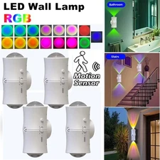 4X LED Wall Light Motion Sensor Light USB Rechargeable Night Light Colorful Lamp