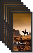 A PLUS MAX 6x12 Picture Frame Set of 6, Black Engineered Wood Frame for 6 x 1...