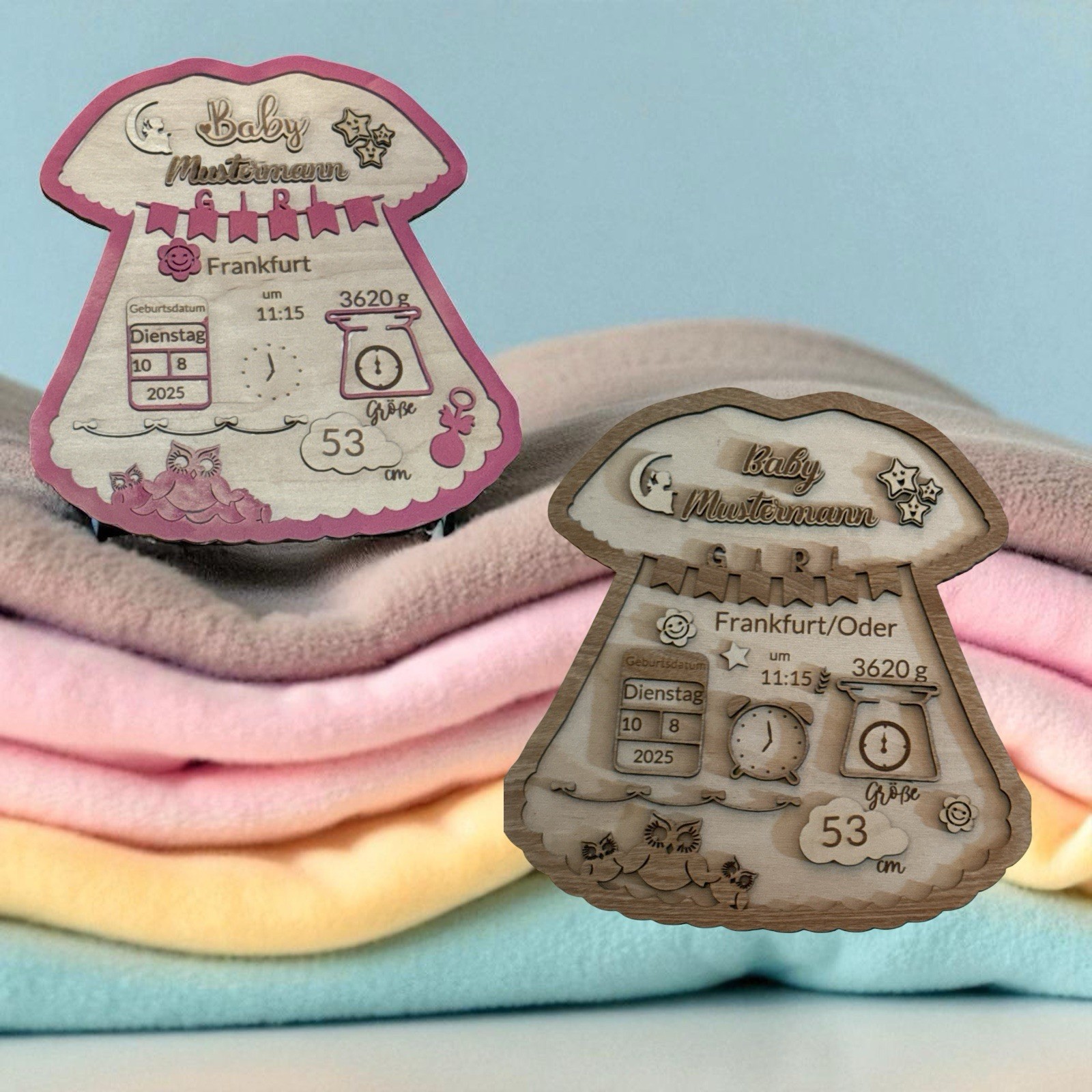 3. Personalisiertes Holzschild Geschenk zur Geburt für Eltern Großeltern Mädchen