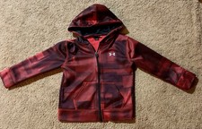 Under Armour Hoodie Sweatshirt 4T Red Black Zip Jacket Logo