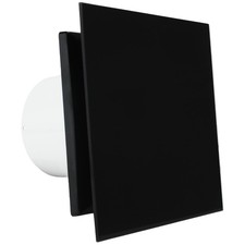 Stylish 4" Black Glass Silent Extractor Fan with Timer for Bathroom Ventilation