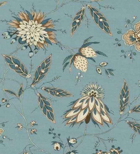 JASPER - MICHAEL S SMITH FABRIC "FRAISES DES BOIS - BLUE/BROWN" 3.6 METRES Linen - Picture 4 of 6