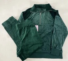 wild fable Green Velour Velvet Like Mock neck & Jogger Pant Set Women’s M New