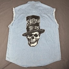 Hot Leathers Sturgis Skull Print Biker Rally Denim Sleeveless Motorcycle Vest XL
