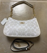Coach Teri Women's Shoulder Bag In Signature Canvas - Chalk White