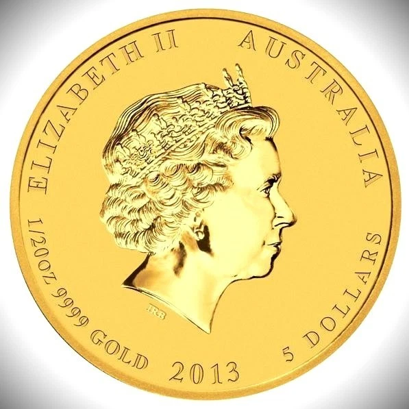 Feingoldmünze 5 Dollars 2013 Jahr der Schlange coloriert OVP Lunar Snake Gold ST - Bild 2 von 2