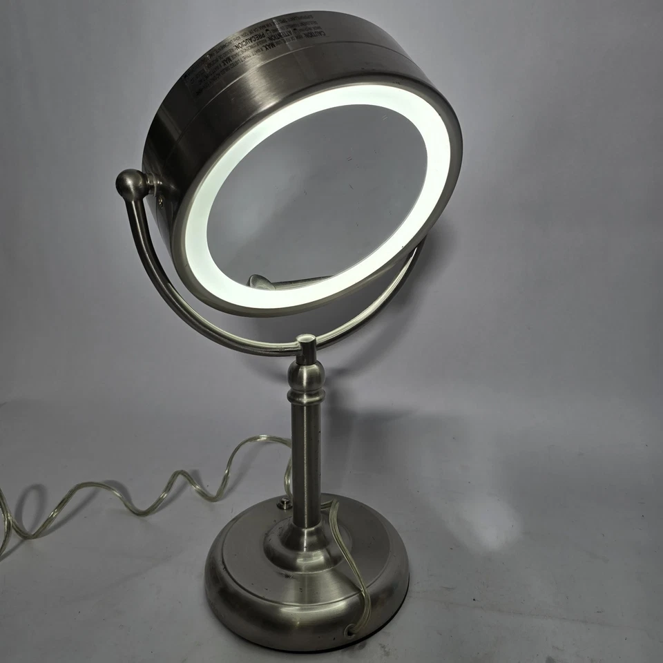 Zadro Lighted Vanity Mirror Dual-Sided Magnified LED Nickel Finish 18" - Image 4 of 4