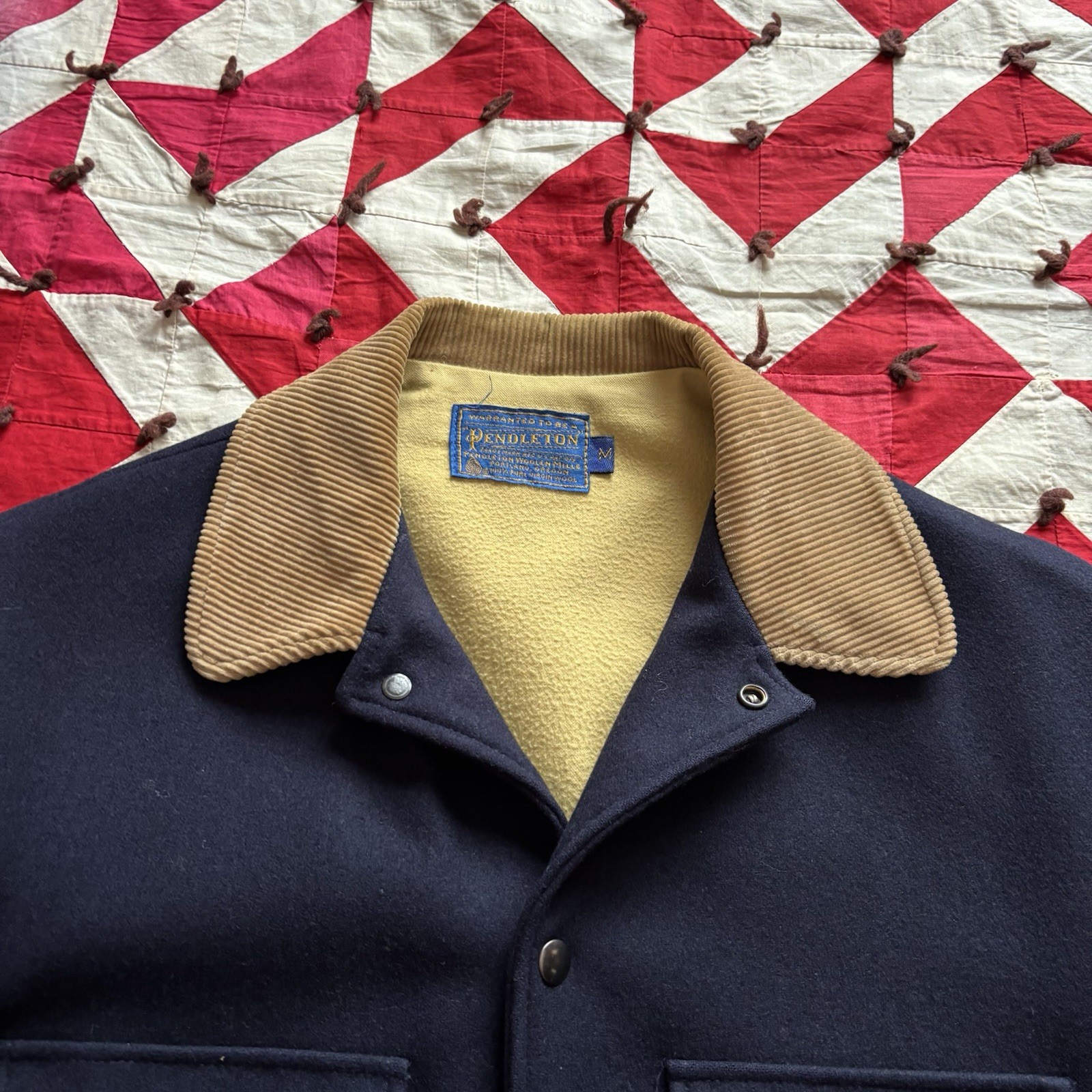 Vintage Pendleton Wool Snap Front Jacket Corduroy… - image 3