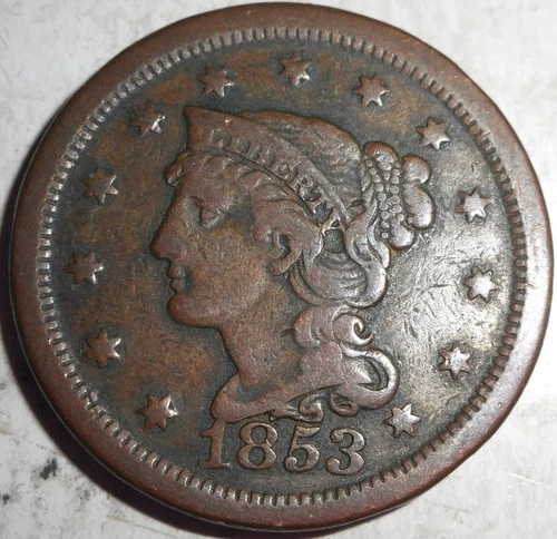 Photo of a 1853-P Large Cent from an eBay listing that sold on Jul 20, 2026