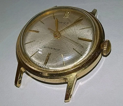 Vintage 1965 Timex Marlin Men's Watch Parts Or Repair Manual Wind Analog 34mm