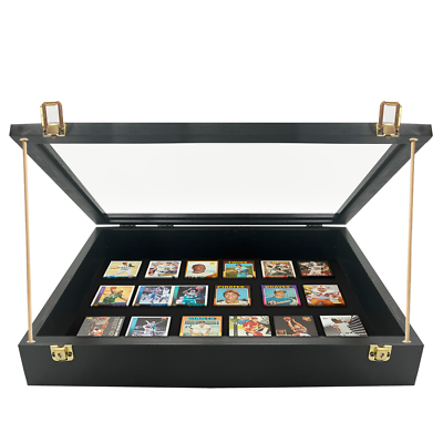 glass card display case Pennzoni Small Tabletop Trade Show Display Case w/ Wooden Dowels, Cherry w/ Black Felt