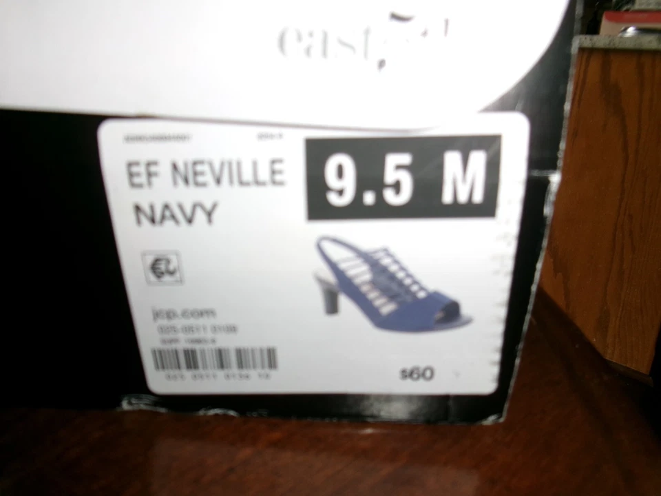 East5th Size 9,5 Medium Navy Blue Strappy Sandals 2 3/4" Women's Heels - Image 3 of 4