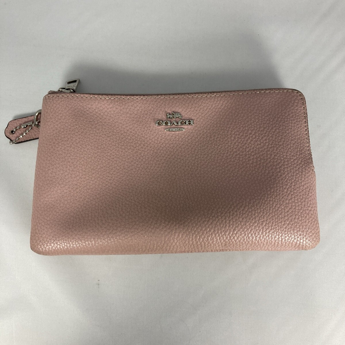 COACH DOUBLE ZIP WALLET IN PEBBLE LEATHER (Blush Pink) | eBay display picture 1