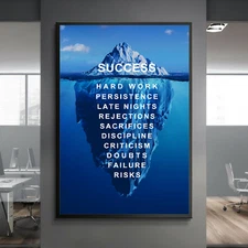 SUCCESS MOUNTAIN Quote Success Print Home Work Decor Motivation POSTER CANVAS