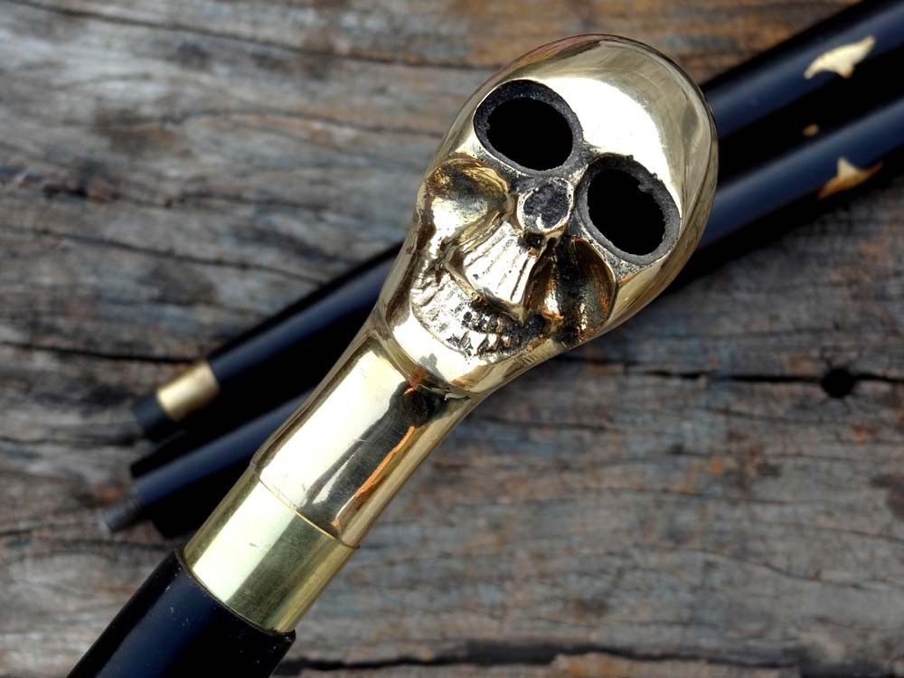 Solid Brass Skull Design Head Handle Vintage Walk… - image 7