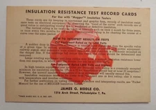 James G. Biddle Co. - Insulation Resistance Test Record Cards Advertisement