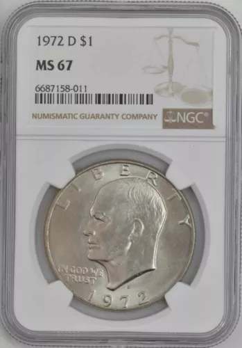 1972-D Eisenhower Dollar $ Ike MS67 NGC 947510-48