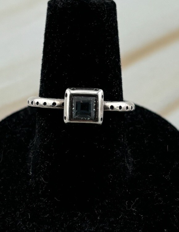 Brighton Designer Signed Sterling Silver 925 Blue Topaz Ring Size 5.75 Hole Dots
