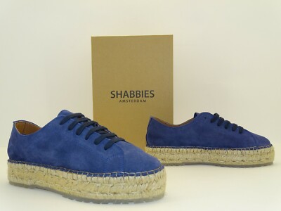 Shabbies Amsterdam Espadrilles Sommerschuhe Halbschuhe blau Gr.38 NEU