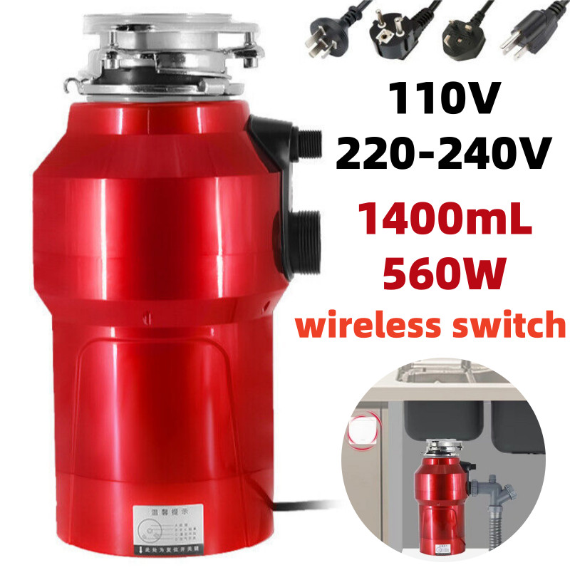 1400ML 560W Grinding Sink Continuous Feed Garbage Food Waste Disposal Disposer