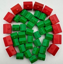 Monopoly 32 Green Houses & 12 Red Hotels Genuine Board Game Spares Parts