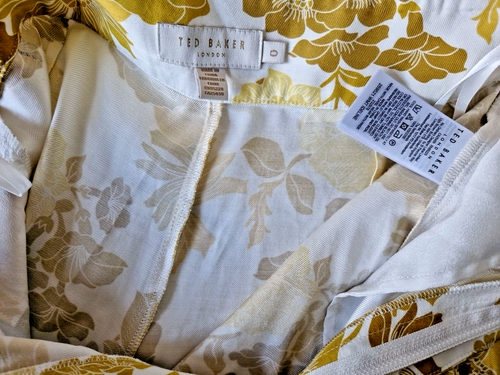 Ted Baker Ideline Long Floral Mustard Print Woven Trousers Size 0 UK 6 VGC - Picture 5 of 5