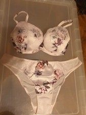 ann summers Lipsy Effie Ivory Multicolour Bra 32D Briefs 12