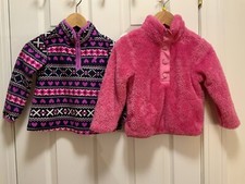 OshKosh B'gosh Girls' Purple Pi Polar Fleece 1/4 Zip Pullover Jacket 3T Lot Of 2