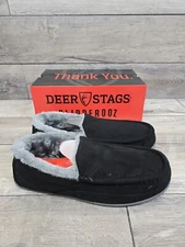 Deer Stags Moccasin Slipperooz Slip-on Spun Indoor Shoes Mens Size 11 M Black