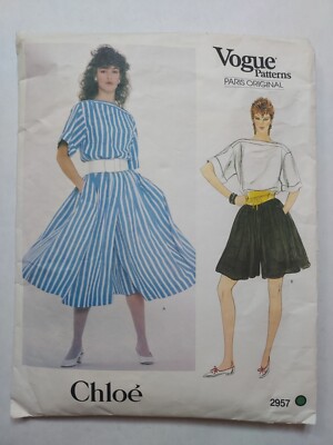 VOGUE PATTERNS 2957 CHLOE PARIS ORIGINAL SIZE 10 CUT GOOD CONDITION VINTAGE RARE